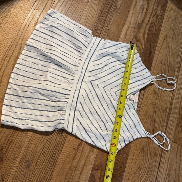 Monteau Los Angeles Blue White Striped Linen Blend Peplum Cami Top XL 201527 - Picture 3 of 8